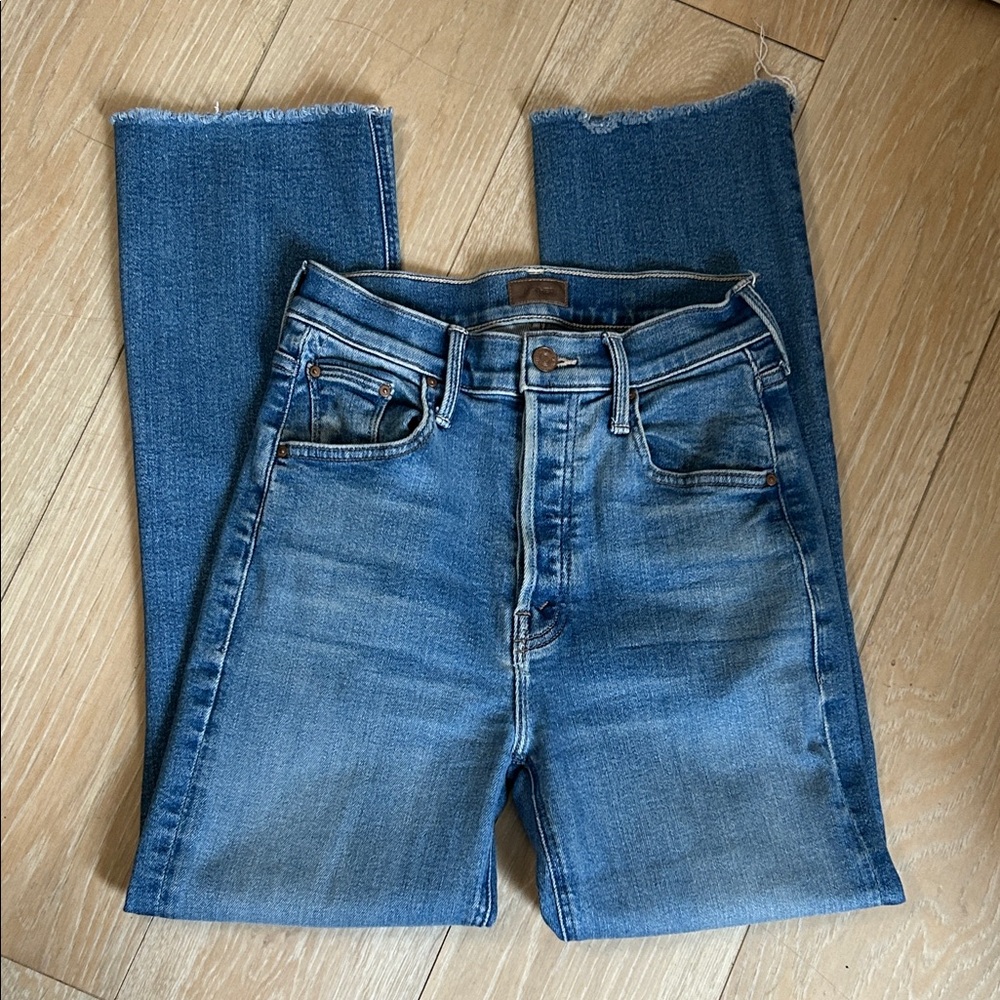 MOTHER The Tripper Ankle Fray Blue Stretch Denim Straight Leg Jeans - Picture 13 of 13